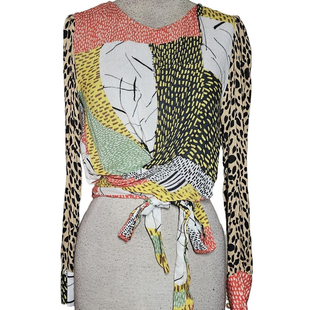 Multicolor Wrap Blouse Size XS